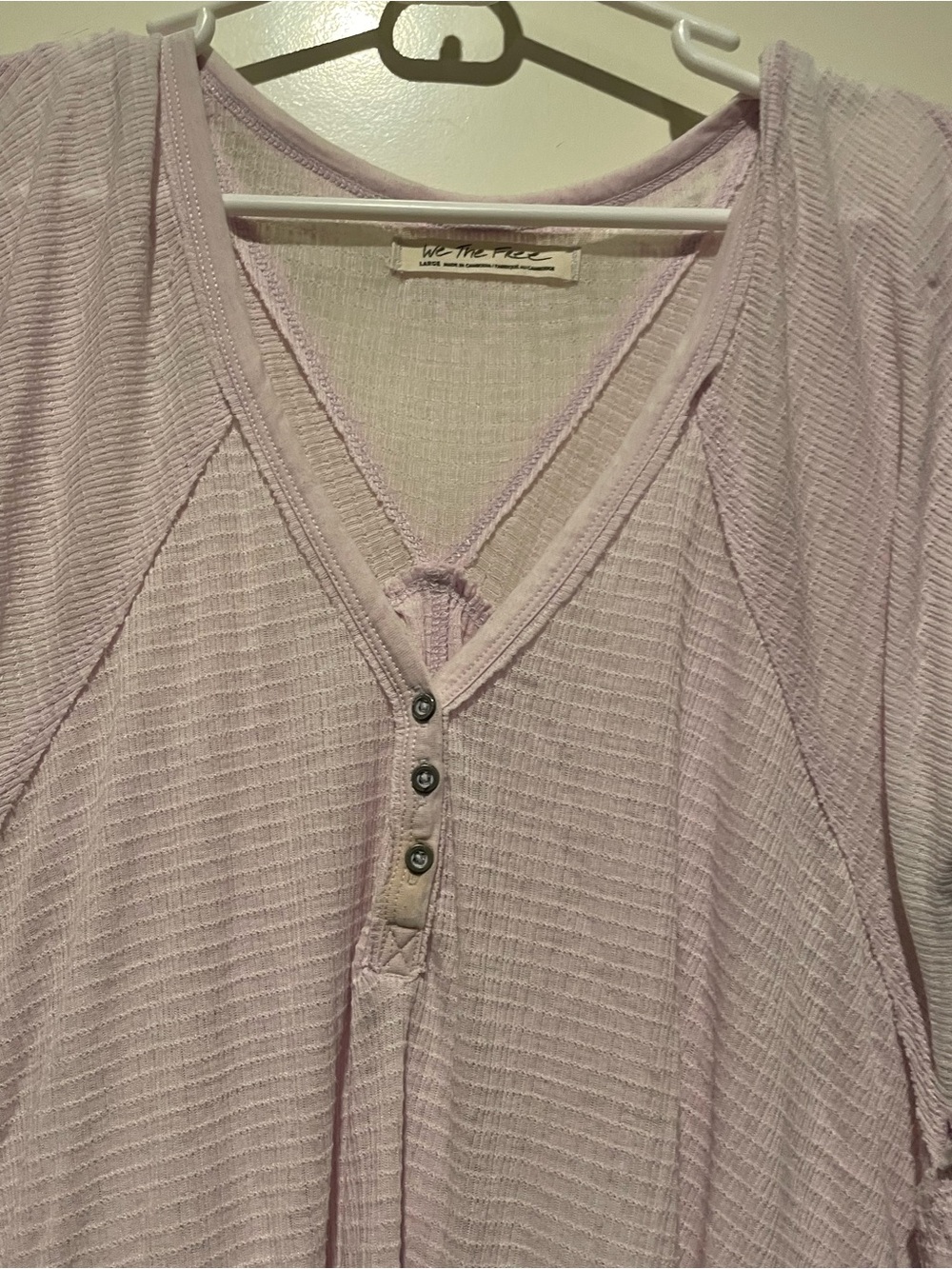 Free People Light Lavender Waffle Knit Henley Top - Women - Picture 2 of 7